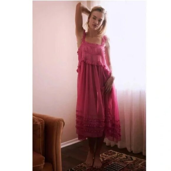 Intimately Free People Moon Phase Midi Nightgown Dress Pink XS - Picture 3 of 5